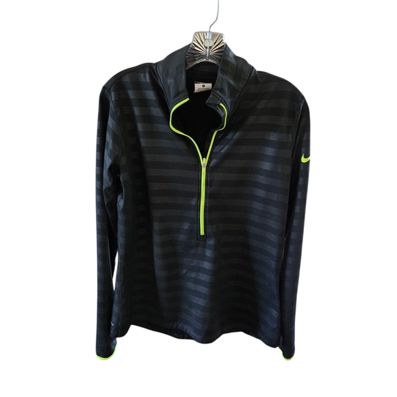 Nike Women's Black and Neon Green Striped Jacket - Picture 2 of 8